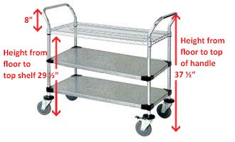 Heavy Duty 3-Tier Chrome Wire Utility Cart - 18