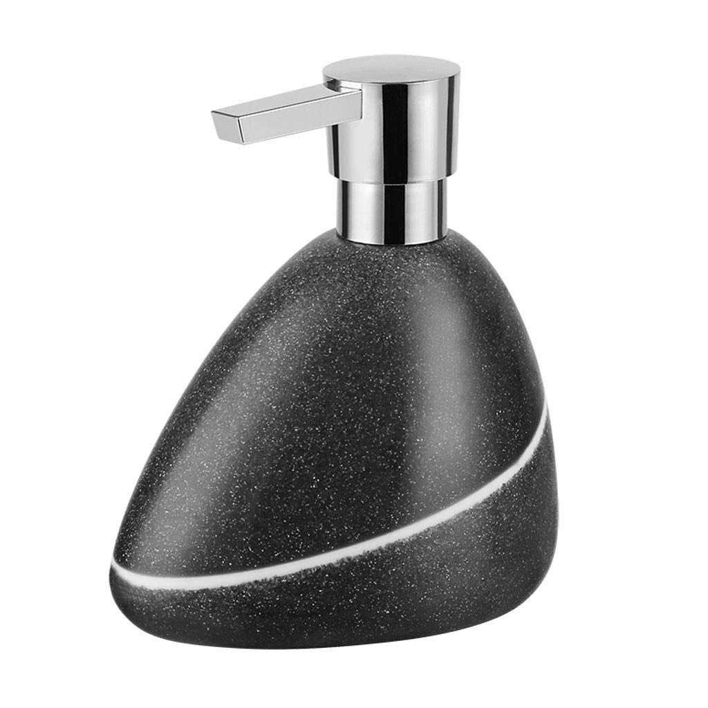 YUMYANY Marble Soap Dispenser - 13.5 oz Manual Liquid Soap Dispenser with Chrome Pump for Kitchen & Bathroom | Elegant Black Resin Soap Dispenser for Dishwashing & Hand Washing at Sink
