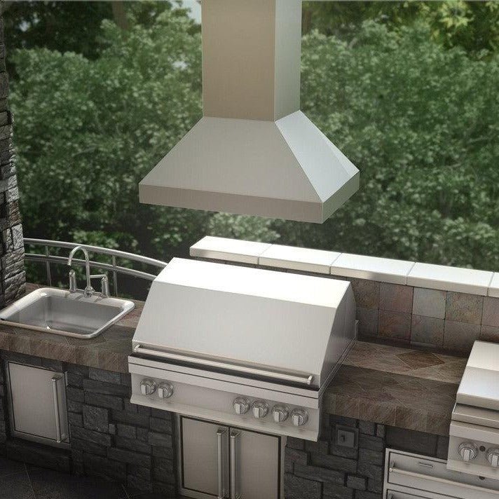ZLINE 597i 304 Stainless Steel Ducted Island Mount Range Hood - Outdoor Approved for Kitchen Ventilation | Perfect for Open Concept Kitchens & Outdoor Cooking Areas