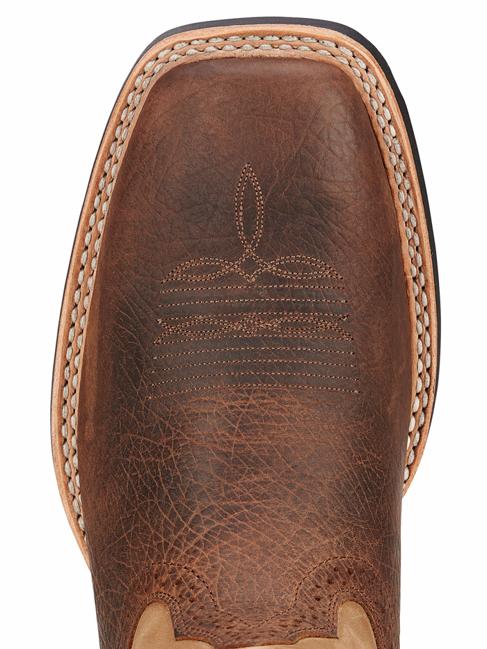 Ariat Men's Quickdraw Western Boots - Tumbled Bark Leather Cowboy Boots for Riding, Work & Outdoor Adventures