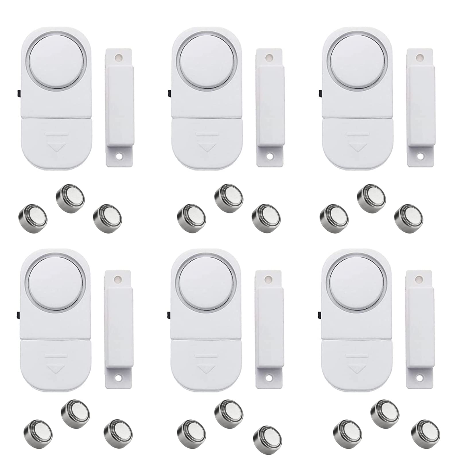 6 Pack Magnetic Window and Door Alarm Sensors - Wireless Home Security System, Pool Door Alarm for Child Safety, Garage Anti-Theft Sensor (Ideal for Home, Office, Vacation Rental Protection)