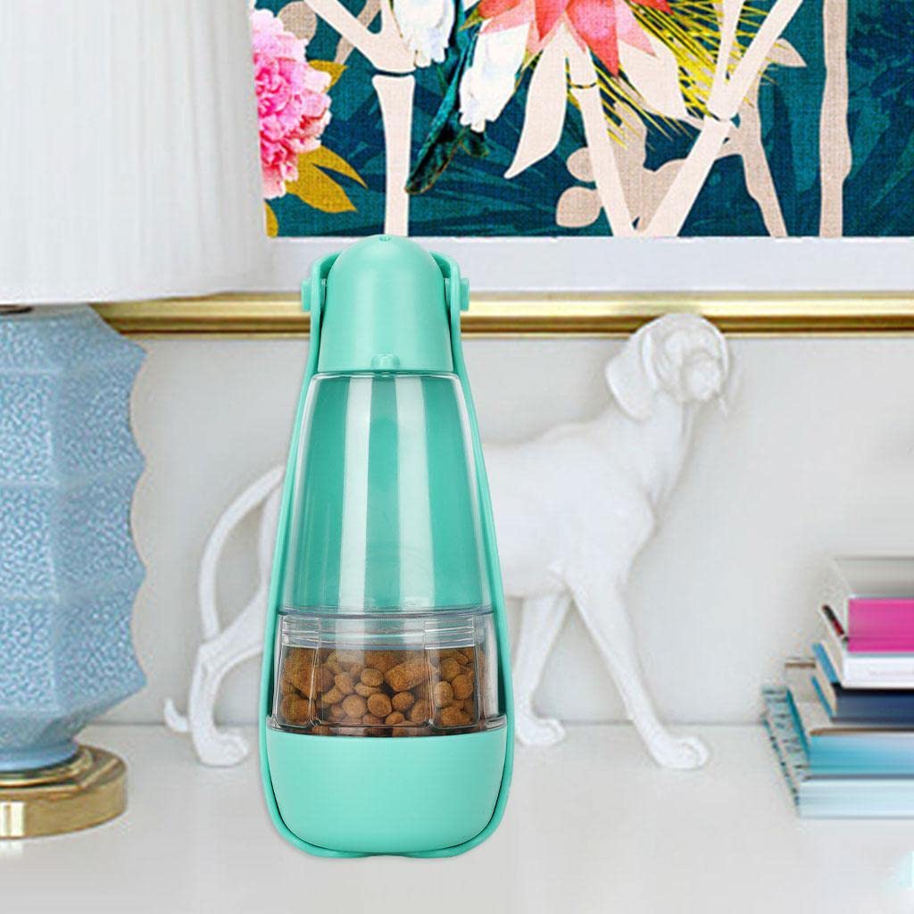 Portable Pet Water Bottle with Tray - Leak-Proof Travel Dog & Cat Water Dispenser for Hiking, Walking, Camping - Green (Ideal for Outdoor Adventures & Daily Walks)