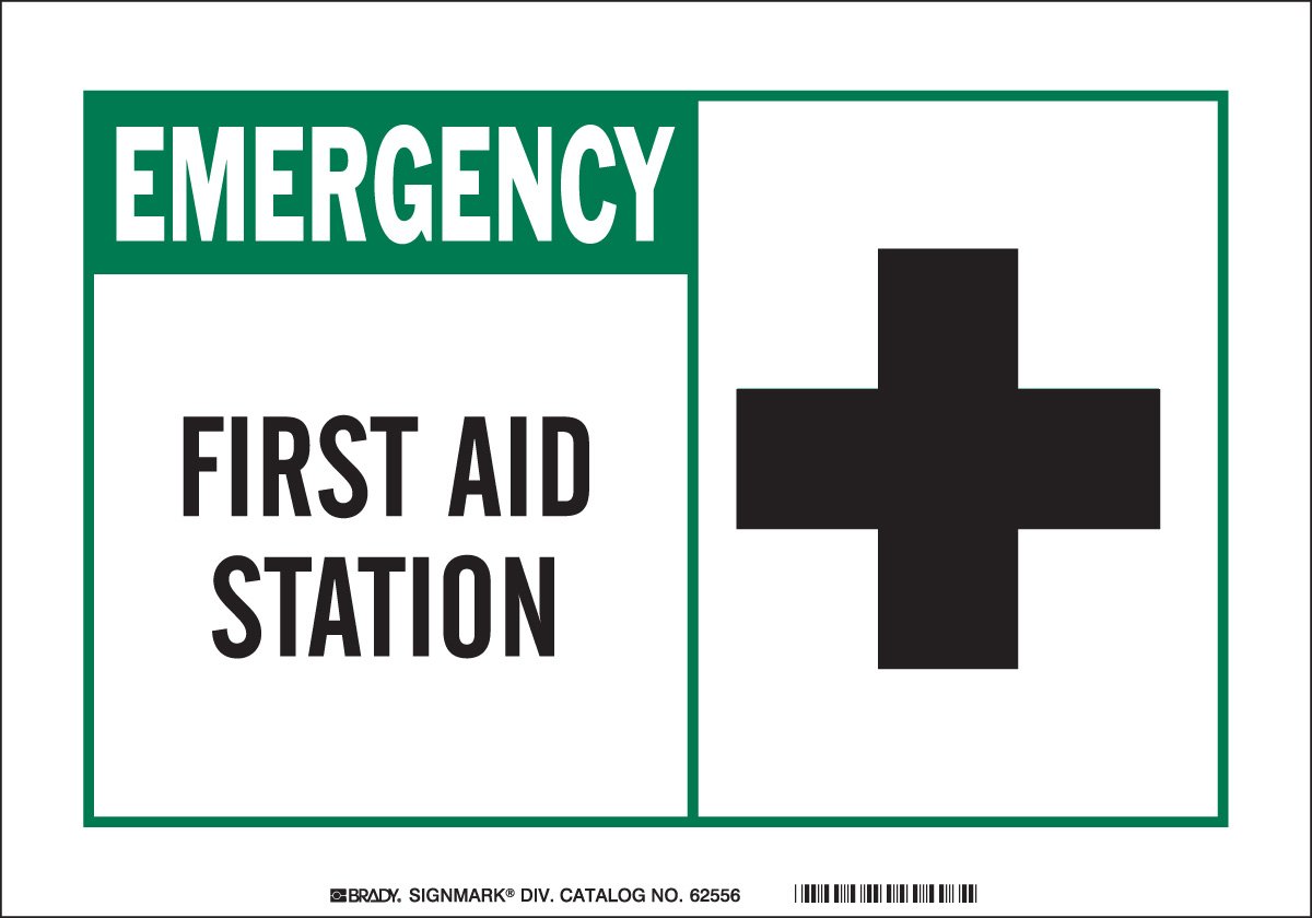 Brady 46759 Aluminum First Aid Station Sign with Pictogram - 10