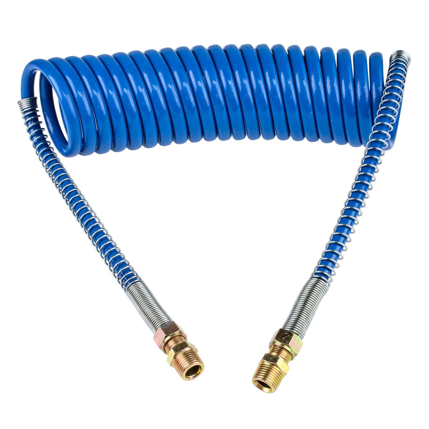 High-Quality Coiled Air Hose - Durable Blue Air Hose for Compressors, Pneumatic Tools, and Inflators - Perfect for Workshops, Garages, and DIY Projects