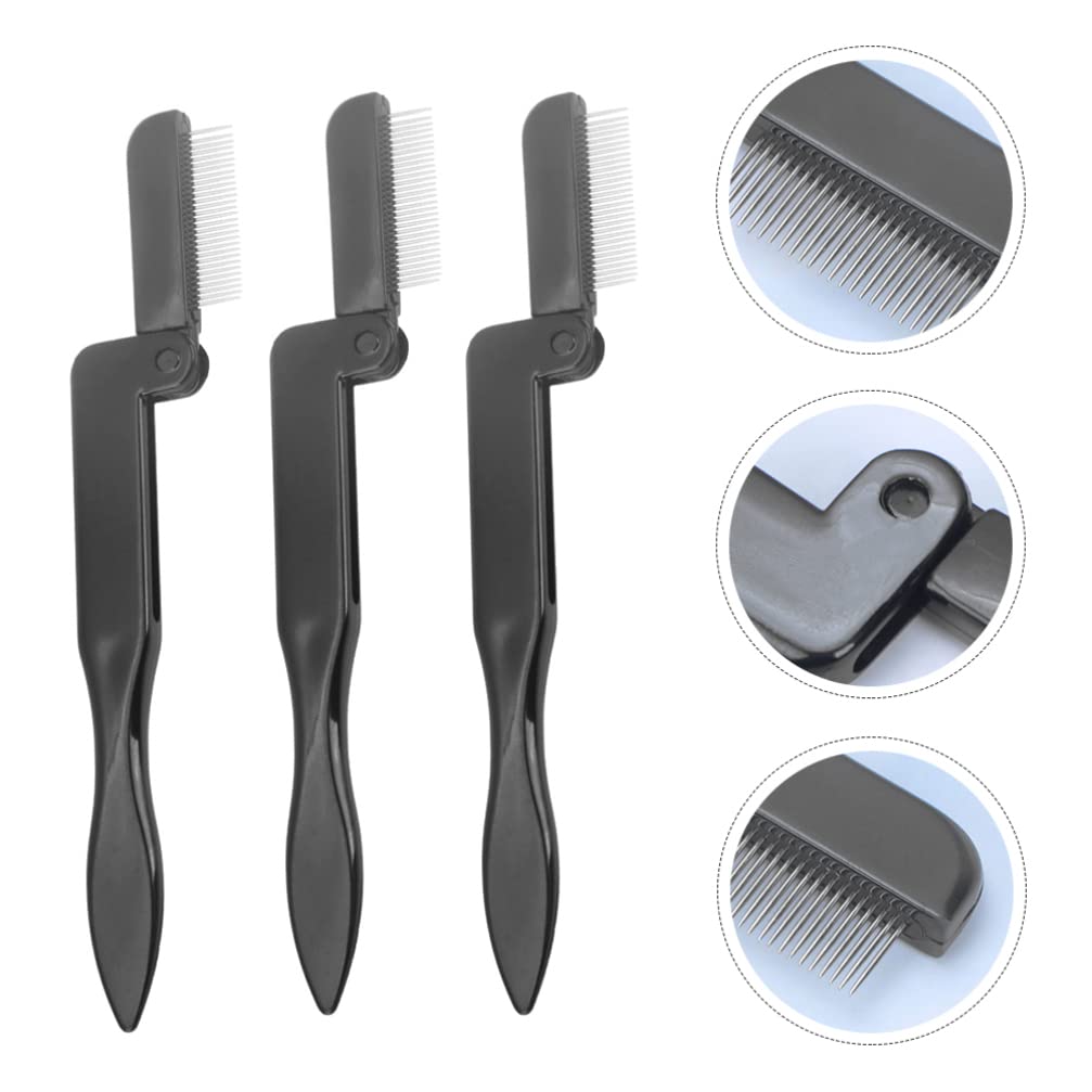 Beavorty 3-Piece Stainless Steel Eyelash & Eyebrow Comb Set - Foldable Brow Grooming Brush, Makeup Brush for Perfect Brows & Lashes - Ideal for Eyebrow Trimming, Shaping & Daily Makeup Routine