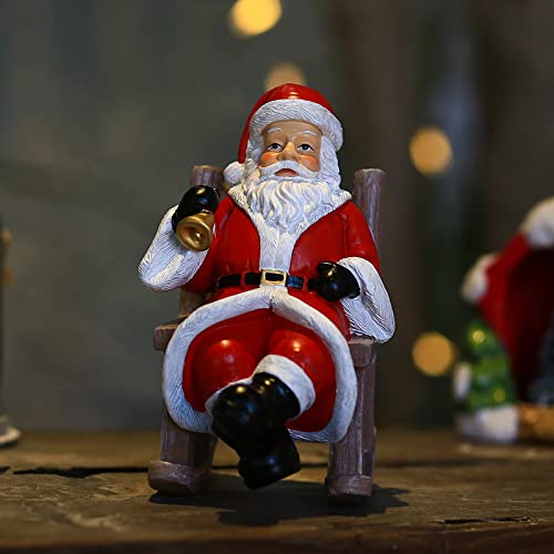 Rocking Santa Claus Statue - Premium Resin Christmas Decor for Home, Living Room & Holiday Party Decorations | Perfect for Fireplace Mantel, Christmas Tree Skirt & Festive Gift Exchange