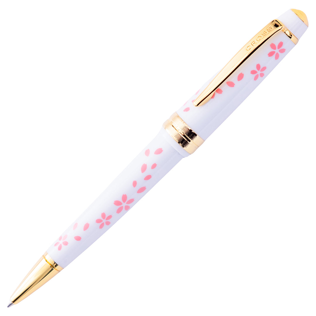 Cross Bailey Light Ballpoint Pen - Cherry Blossom White with Gold Trim - Premium Writing Instrument for Office, School & Gift Giving
