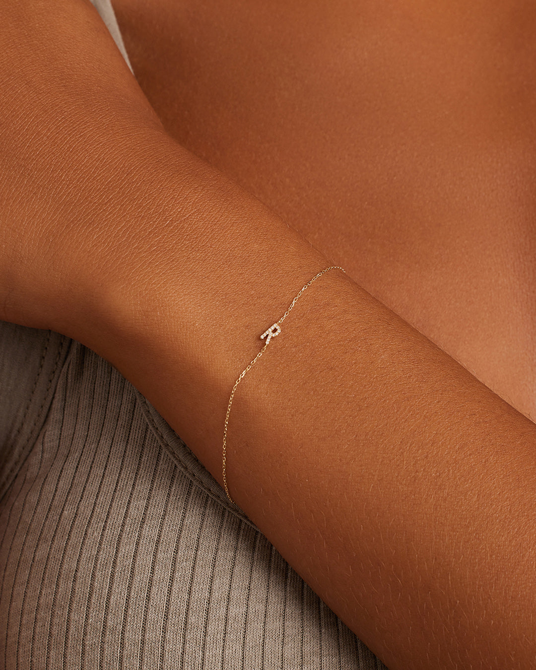 Diamond Pavé Alphabet Bracelet - Personalized Initial Letter Bracelet for Women, Sterling Silver or Gold Plated, Elegant Gift for Birthday, Anniversary, Valentine's Day | Perfect for Everyday Wear & Special Occasions