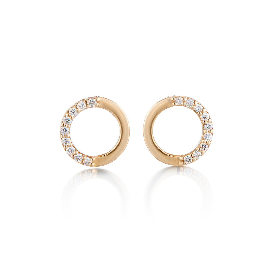 Elegant Simple Circle Diamond Earrings for Women - 14K Gold Hoop Earrings with Sparkling Stones - Perfect for Weddings, Parties & Everyday Wear