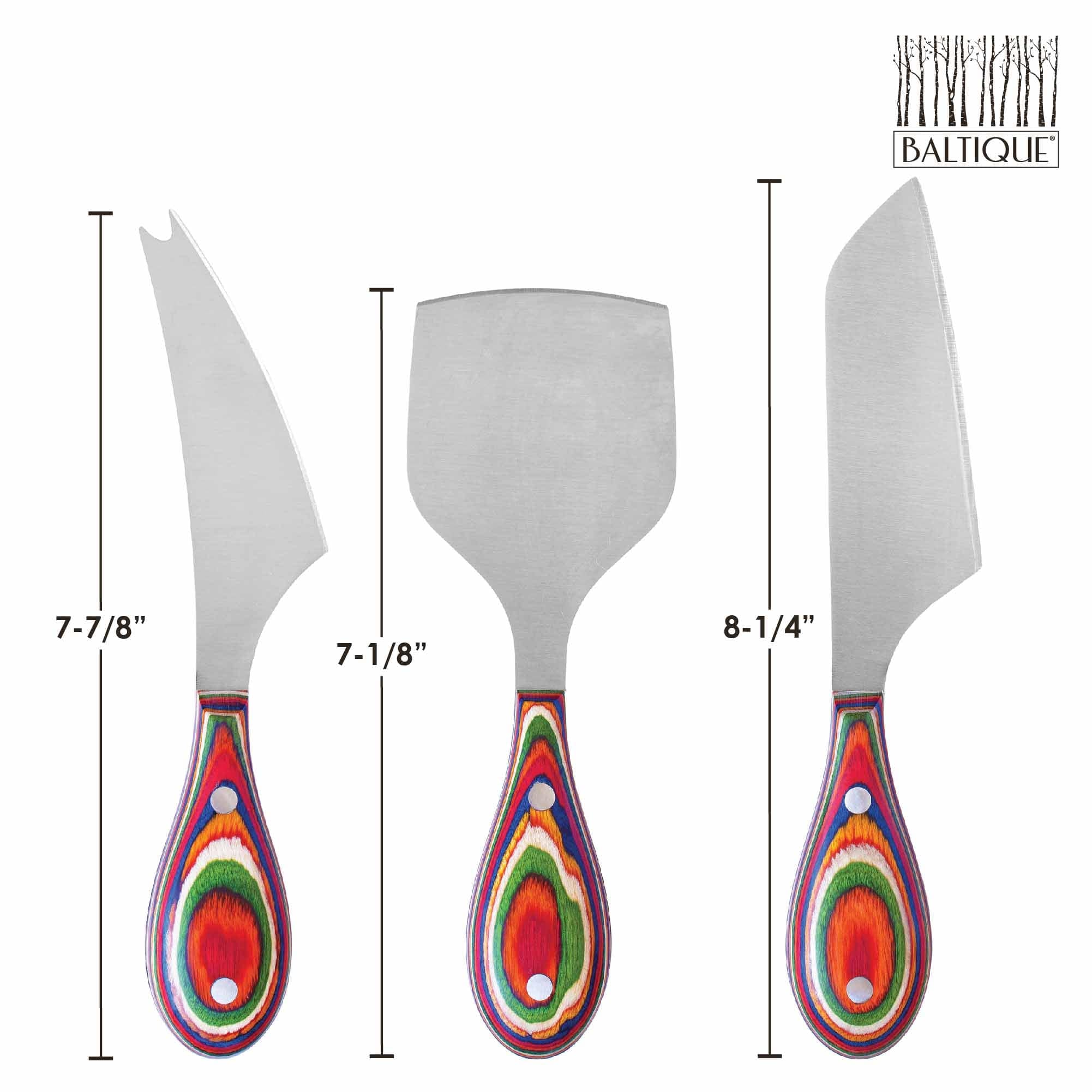 Baltique® Marrakesh Collection - 3-Piece Stainless Steel Cheese Knife Set for Soft, Hard & Semi-Soft Cheeses | Perfect for Dinner Parties, Wine Tasting & Charcuterie Boards