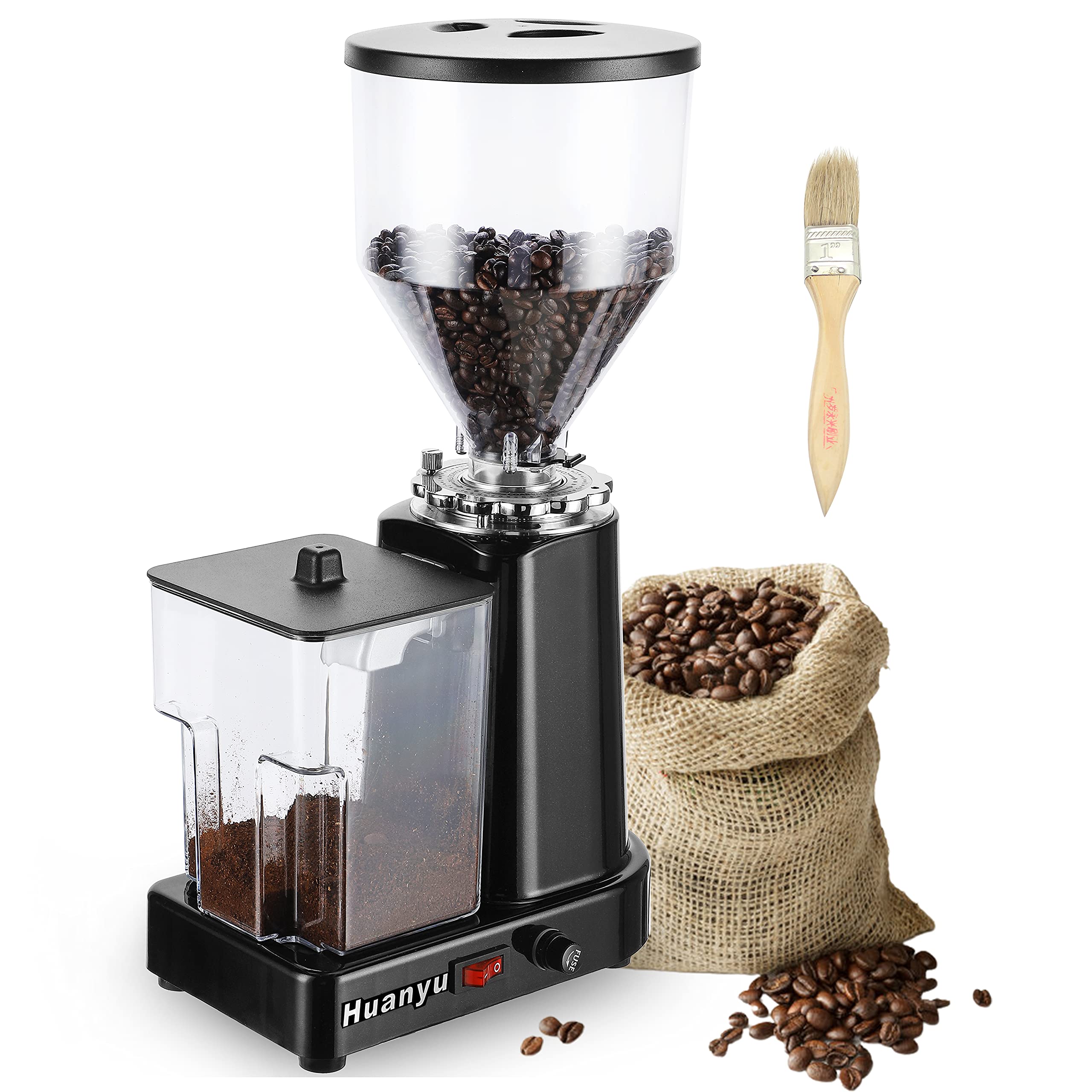 Premium Electric Coffee Grinder - 35oz Flat Burr Grinding Machine with 19 Adjustable Settings, 200W Motor & Cleaning Brush - Perfect for Espresso, Drip Coffee & French Press - Ideal for Home Baristas & Coffee Shops