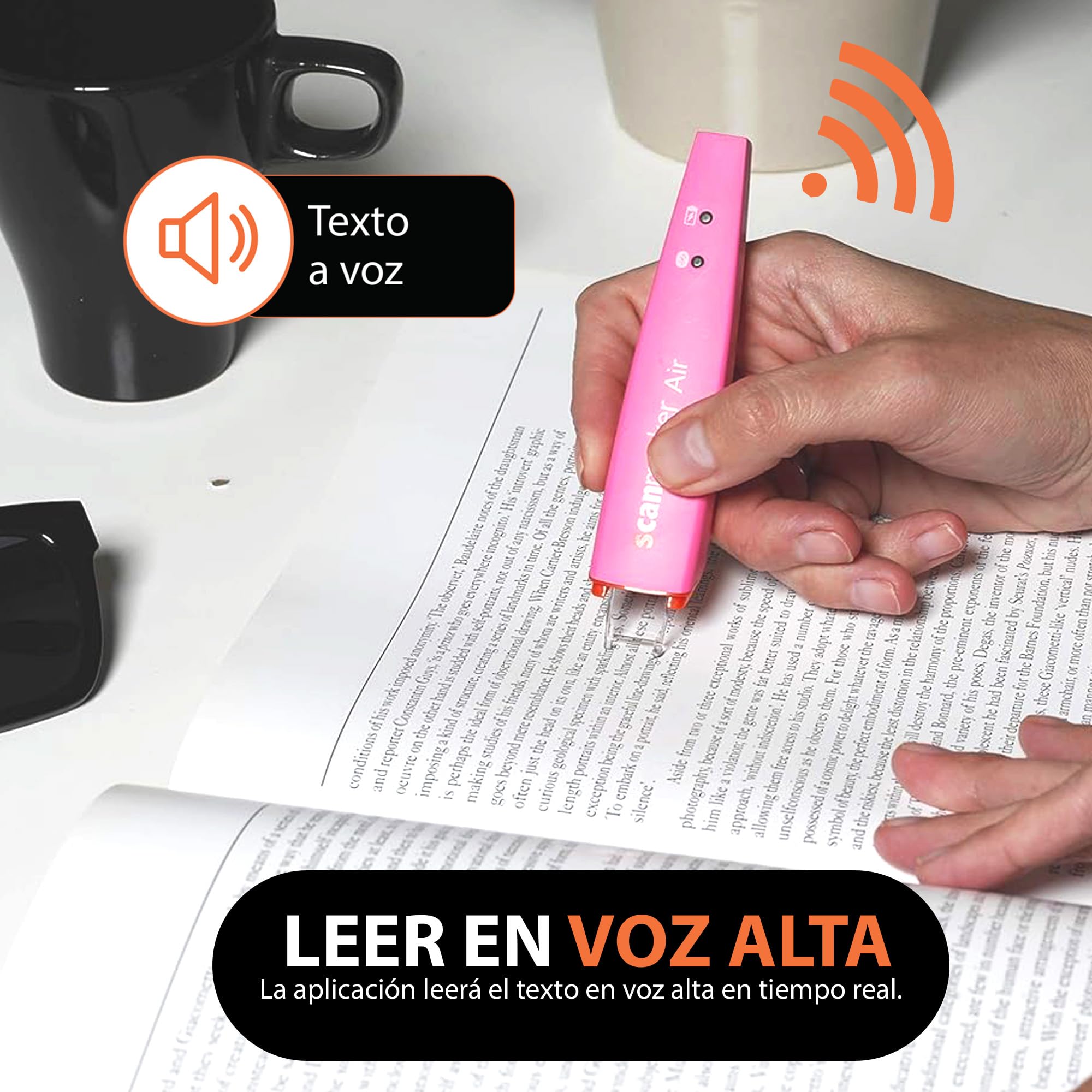 Scanmarker Air Pen Scanner - Wireless OCR Digital Highlighter & Text Reader for Books, Documents - Portable Scanning Pen for Students, Professionals (Pink) - Perfect for Study, Research & Office Work