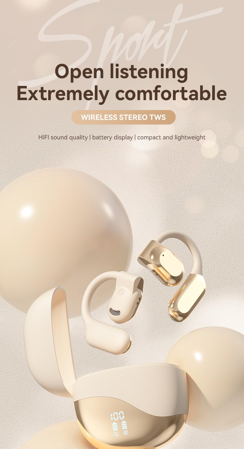 2025 Updated AI Real-Time Language Translator Earbuds - Open Ear Wireless Bluetooth Earbuds with 144 Language Translation for iOS & Android (Black) | Perfect for Travel, Business Meetings & Multilingual Conversations