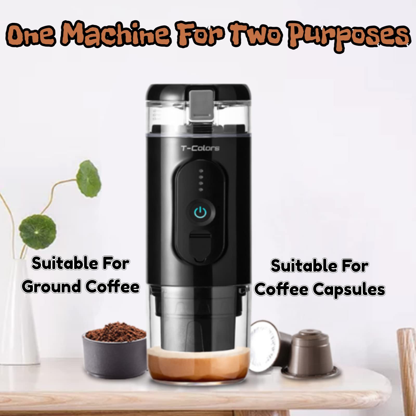 Rosvola Portable Espresso Maker - Manual USB Rechargeable Travel Coffee Machine for Nespresso Capsules & Ground Coffee | Perfect for Camping, Hiking, RV Trips, Office & Outdoor Adventures