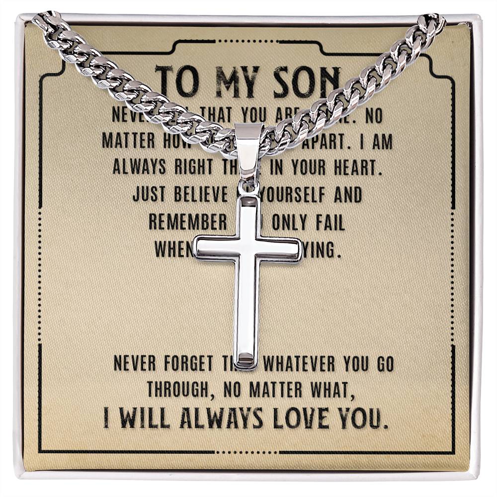 Cross Necklace for Son - Meaningful Gift from Mom | Religious Jewelry for Boys, Teens & Men - Perfect for Birthdays, Graduation & Special Occasions