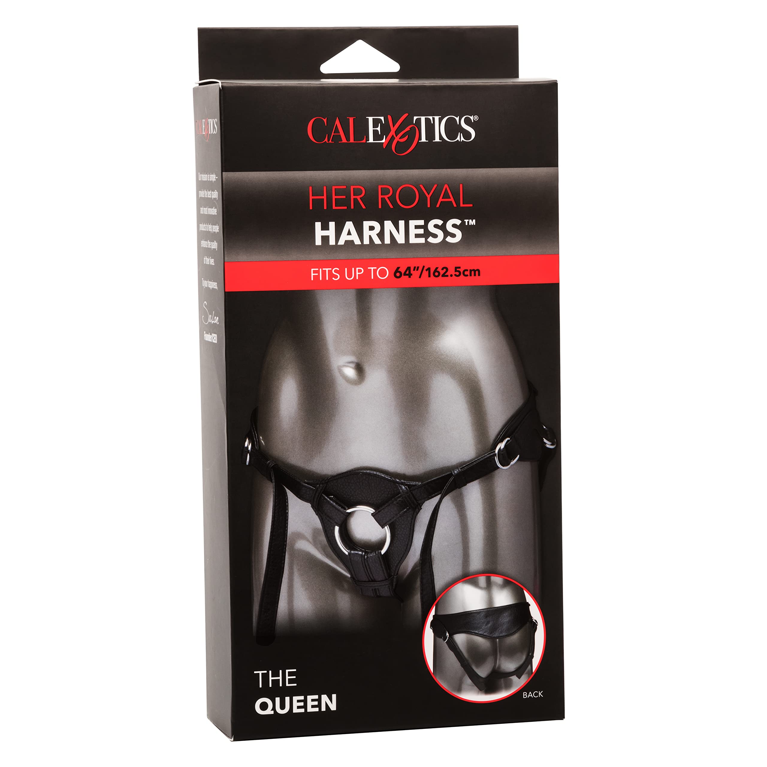 Premium Adjustable BDSM Strap-On Harness for Women & Couples - Her Royal Harness The Queen by CalExotics - Black Thong Style Probe - Perfect for Role Play, Bondage & Spicing Up Your Sex Life