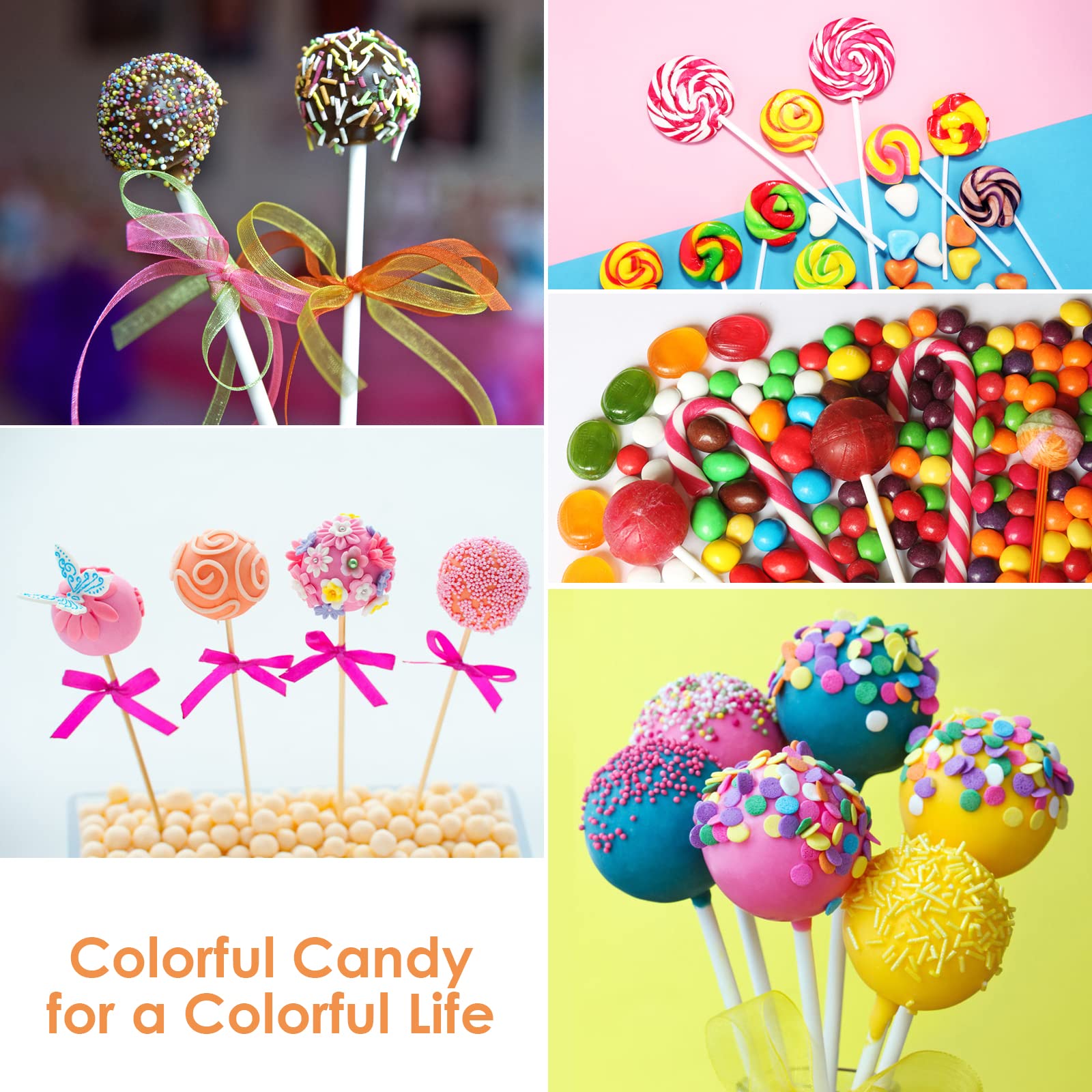 300Pcs Cake Pop Sticks and Bags Kit - 100Pcs Lollipop Sticks, 100Pcs Cake Pop Bags, 100Pcs Gold Twist Ties for DIY Candy, Chocolate, Cookie Wrappers - Perfect for Birthday Parties, Baby Showers & Holiday Treats