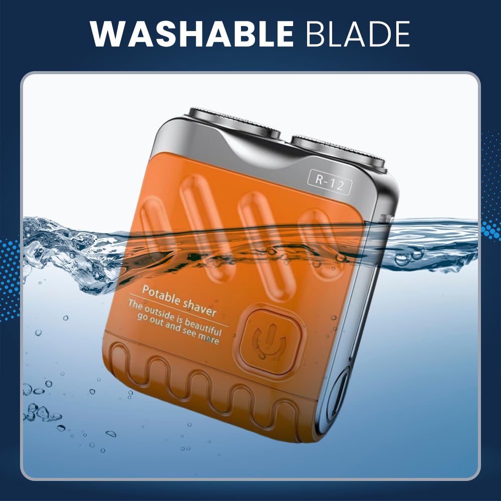 Upgrade Mini Portable Electric Shaver for Men - Travel Beard Trimmer with Suitcase Design, Rechargeable Cordless Shaver for Smooth Shaving at Home & Travel (Blue) | Perfect for Business Trips, Camping & Daily Grooming