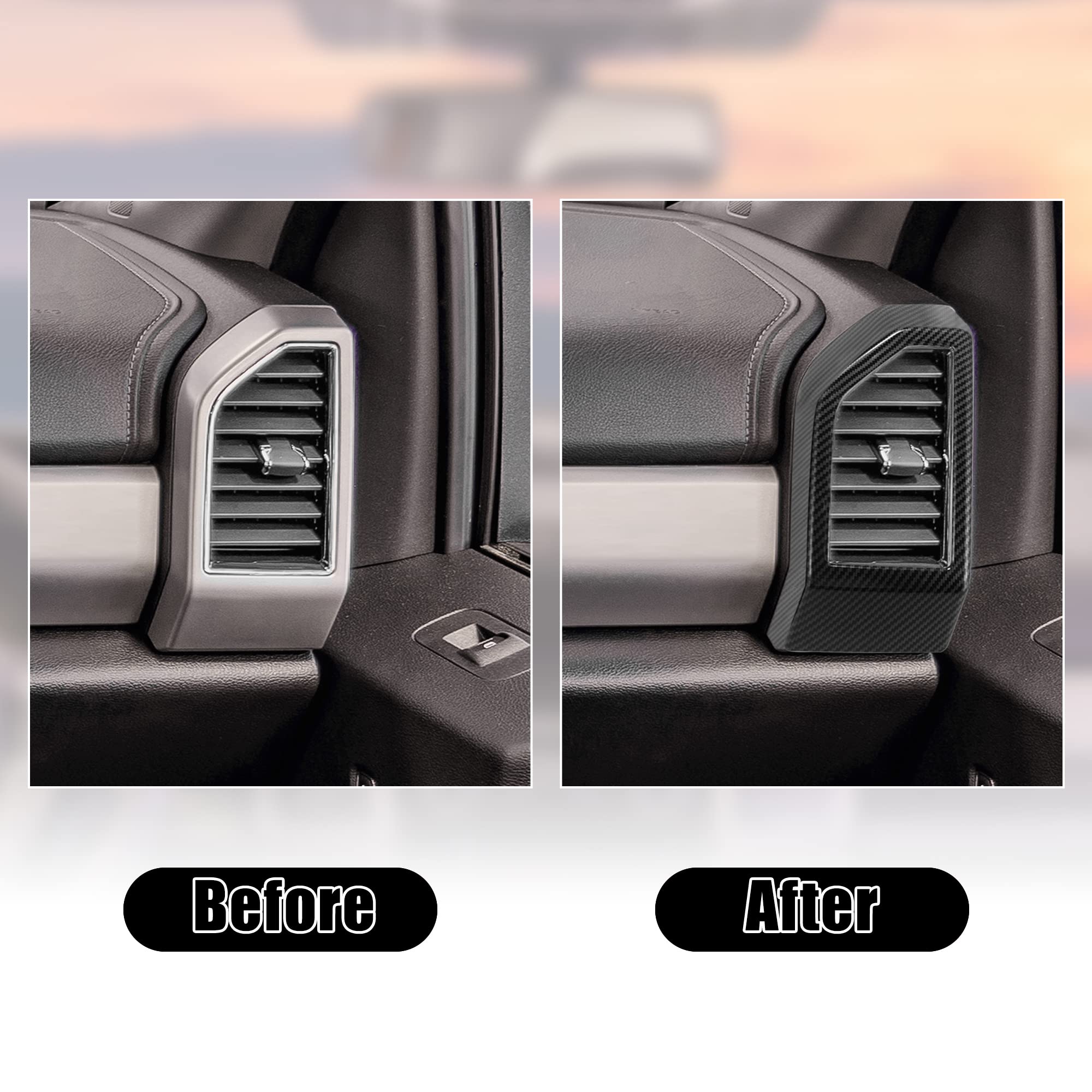 Carbon Fiber Dashboard Vent Covers for Ford F150 (2015-2020) - 3pcs AC Outlet Trim Set - Black Interior Upgrade Accessories for Truck Customization & Stylish Protection