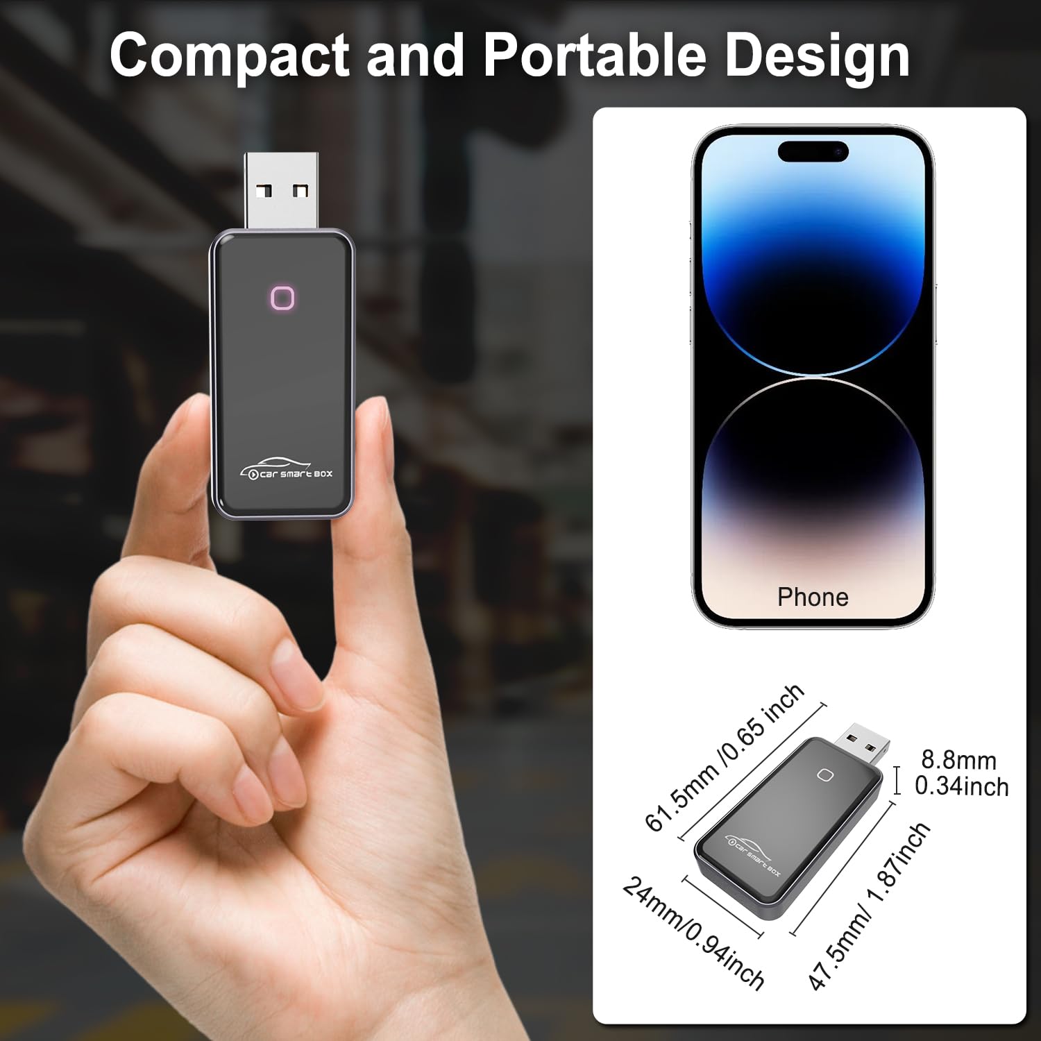 Wireless CarPlay & Android Auto Adapter - Plug & Play Bluetooth Dongle for iPhone iOS 10+ & Android 10+ - Convert Wired to Wireless in Cars, Trucks & SUVs - Easy Hands-Free Calling & Navigation While Driving (Black)