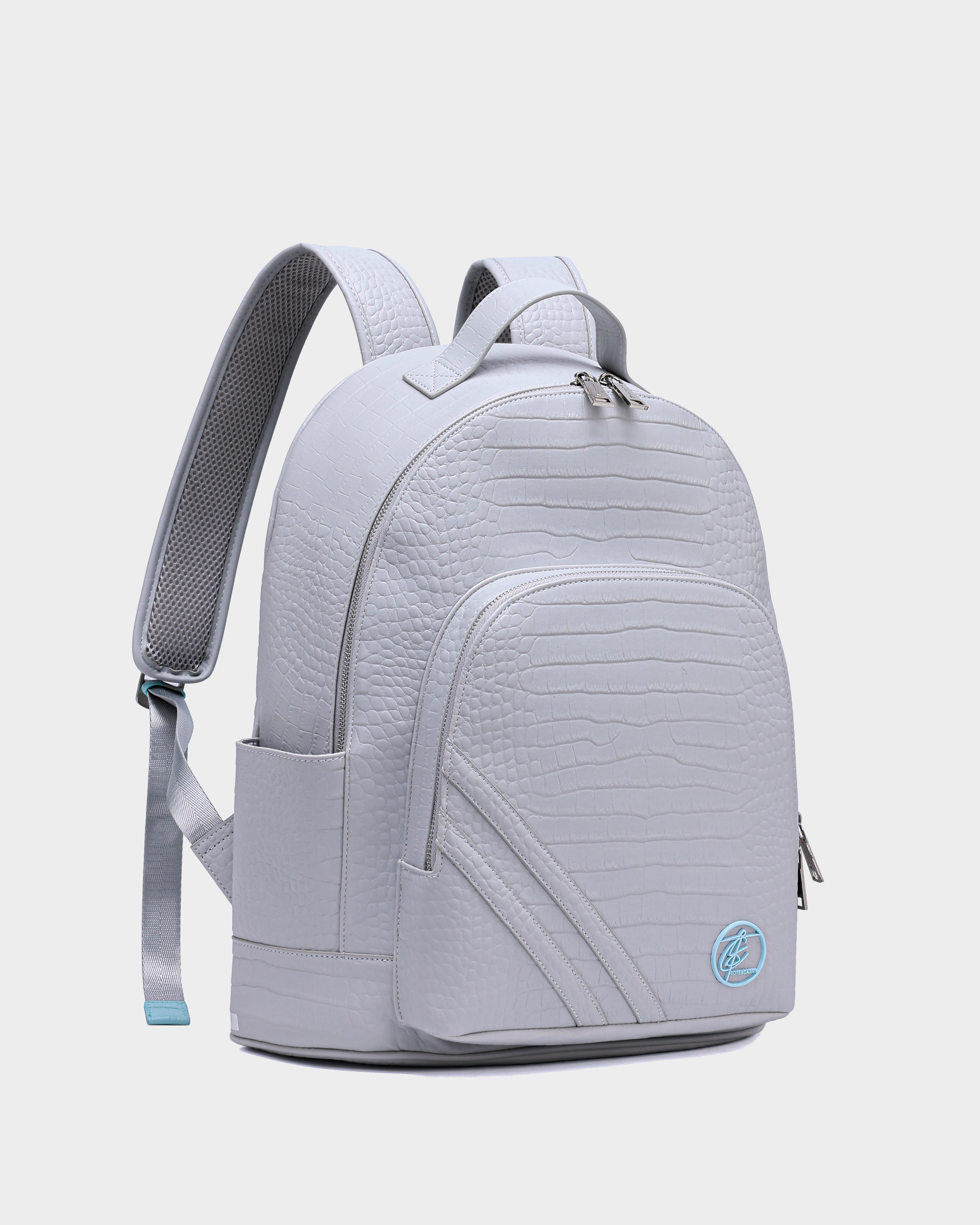 Premium Genuine Leather Backpack - Waterproof Grey Laptop Backpack for Men & Women - Stylish Travel, Work & College Commuter Bag