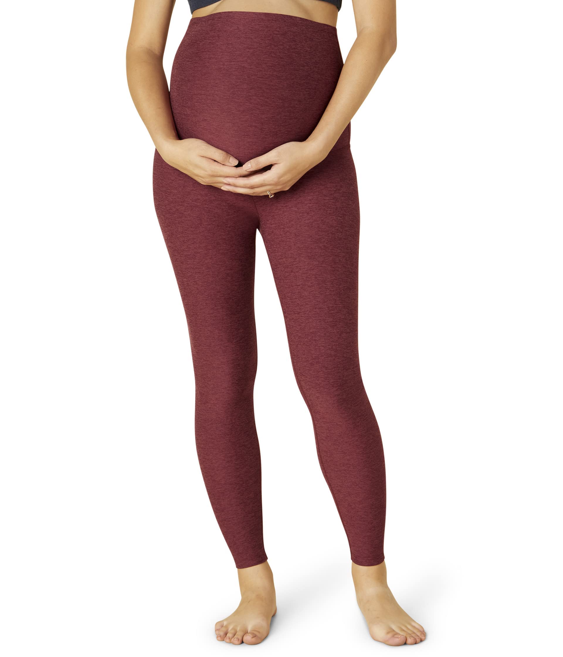 Beyond Yoga Maternity Spacedye High-Waisted Midi Leggings with Pockets - Soft Stretchy Pregnancy Activewear for Yoga, Workouts & Everyday Comfort