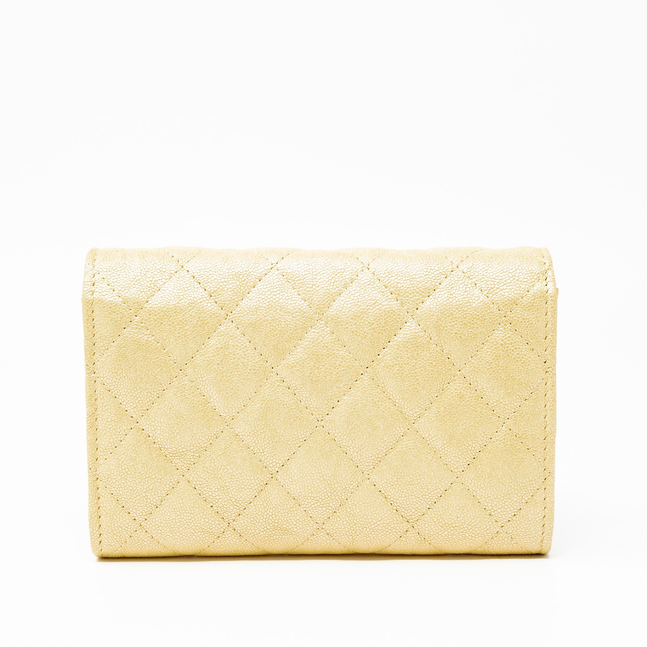 Chanel Yellow Iridescent Mini Wallet On Chain Crossbody Bag - Elegant Evening Clutch for Parties, Weddings & Special Occasions