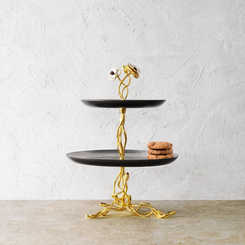 2-Tier Anemone Decorative Shelf - Perfect for Bathroom, Kitchen, or Living Room Storage and Display