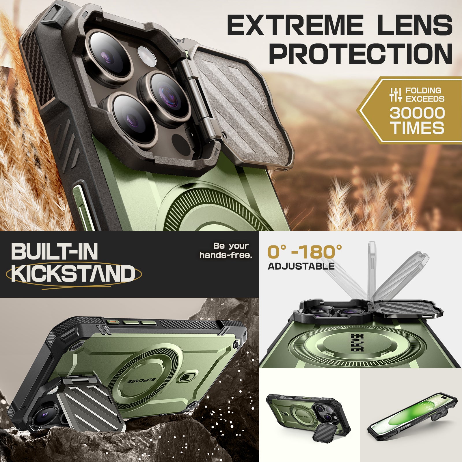 iPhone 16 Pro Max 6.9 Inch Unicorn Beetle MAG XT MagSafe Protective Case - Dark Green | Shockproof & Anti-Scratch Cover for Everyday Use, Travel & Outdoor Activities