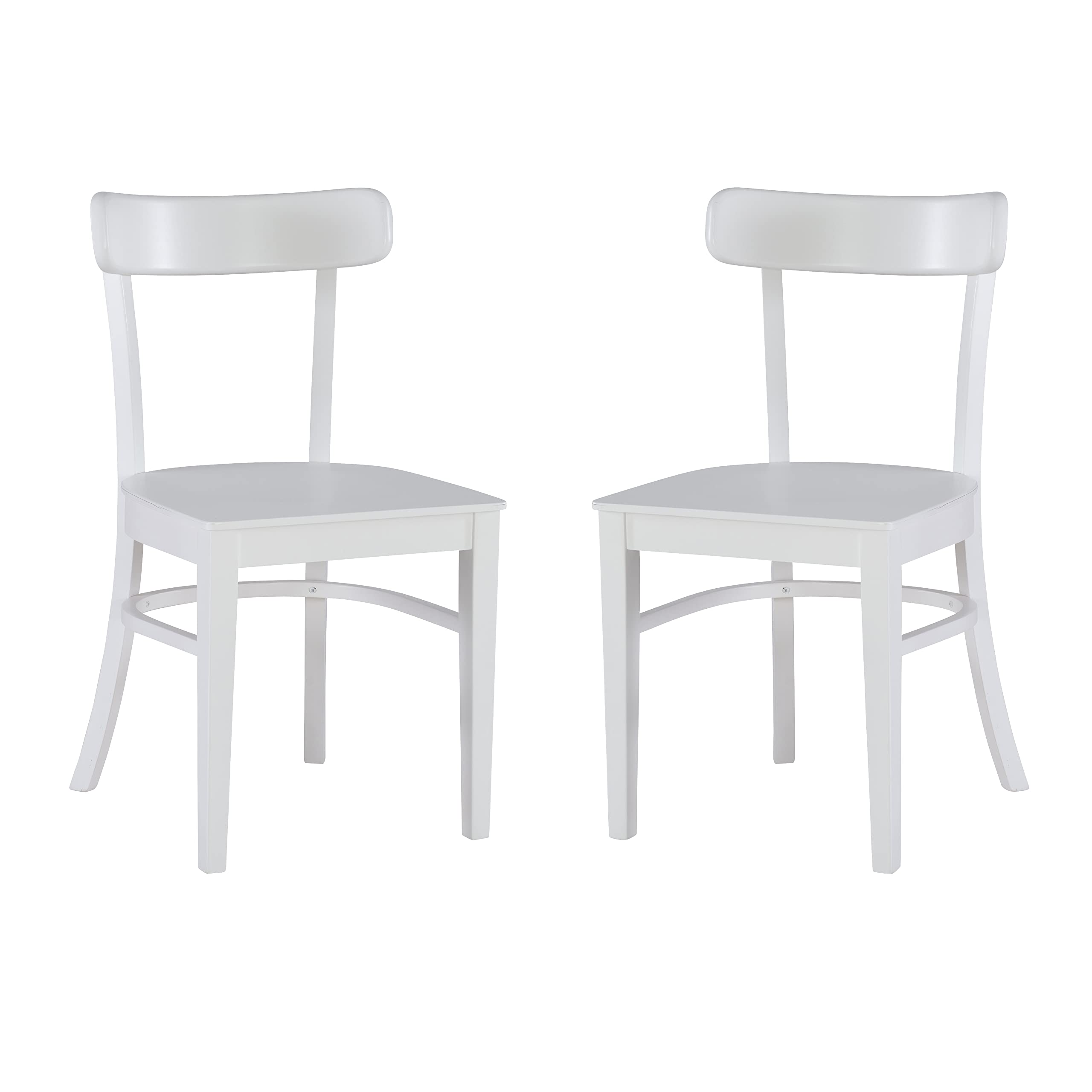 Linon Dayleen White Wooden Dining Chairs - Set of 2 Fully Assembled, Solid Wood Kitchen Chairs with Cushioned Seats for Dining Room, Kitchen, Breakfast Nook & Home Decor