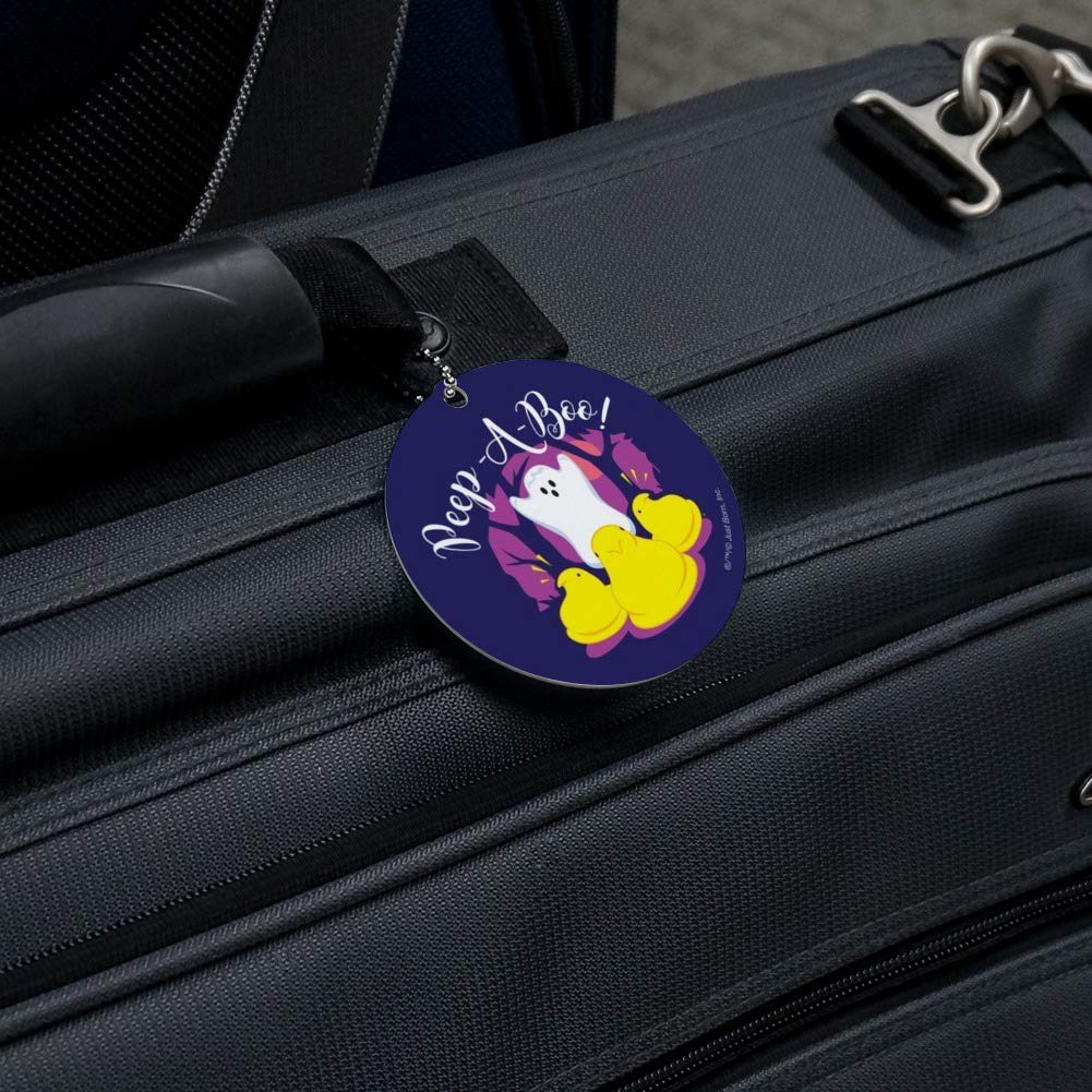 Halloween Ghost Luggage Tag - Peek A Boo Round ID Card for Suitcases & Carry-On Bags | Perfect for Travel, Halloween Costumes & Spooky Adventures