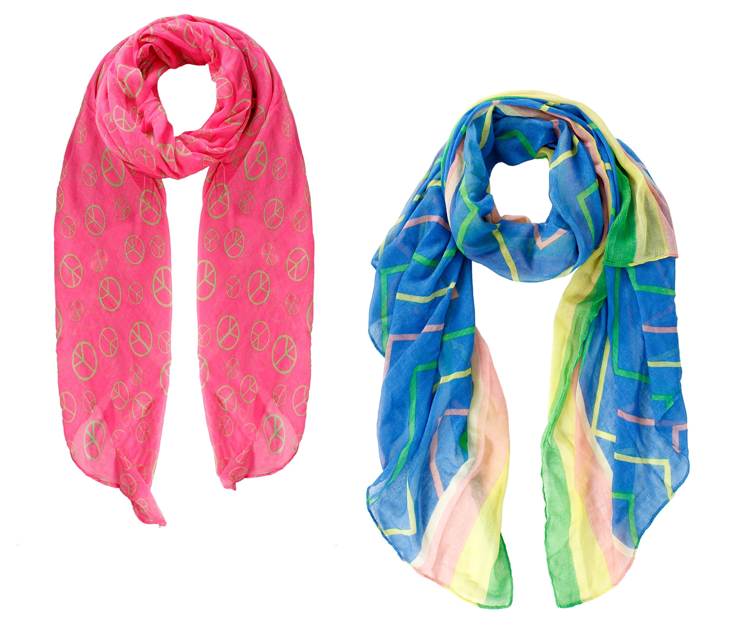 Women's Abstract Print Scarves Set of 2 - Soft Fashion Accessories for Outfit Styling, Gift Giving & Seasonal Wear