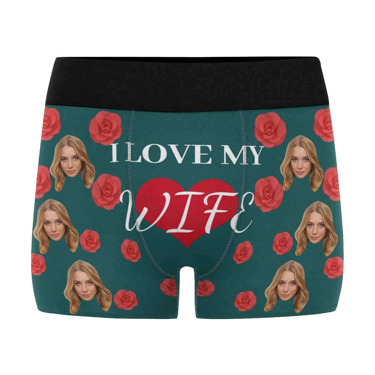 Custom Personalized Men's Boxer Briefs with Red Rose Heart Print - Perfect for Valentine's Day Gifts, Anniversary Presents & Romantic Occasions