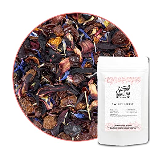 Premium Sweet Hibiscus Loose Leaf Herbal Tea - Caffeine Free, Natural & Refreshing - 1 Ounce - Perfect for Iced Tea, Relaxation & Healthy Beverages