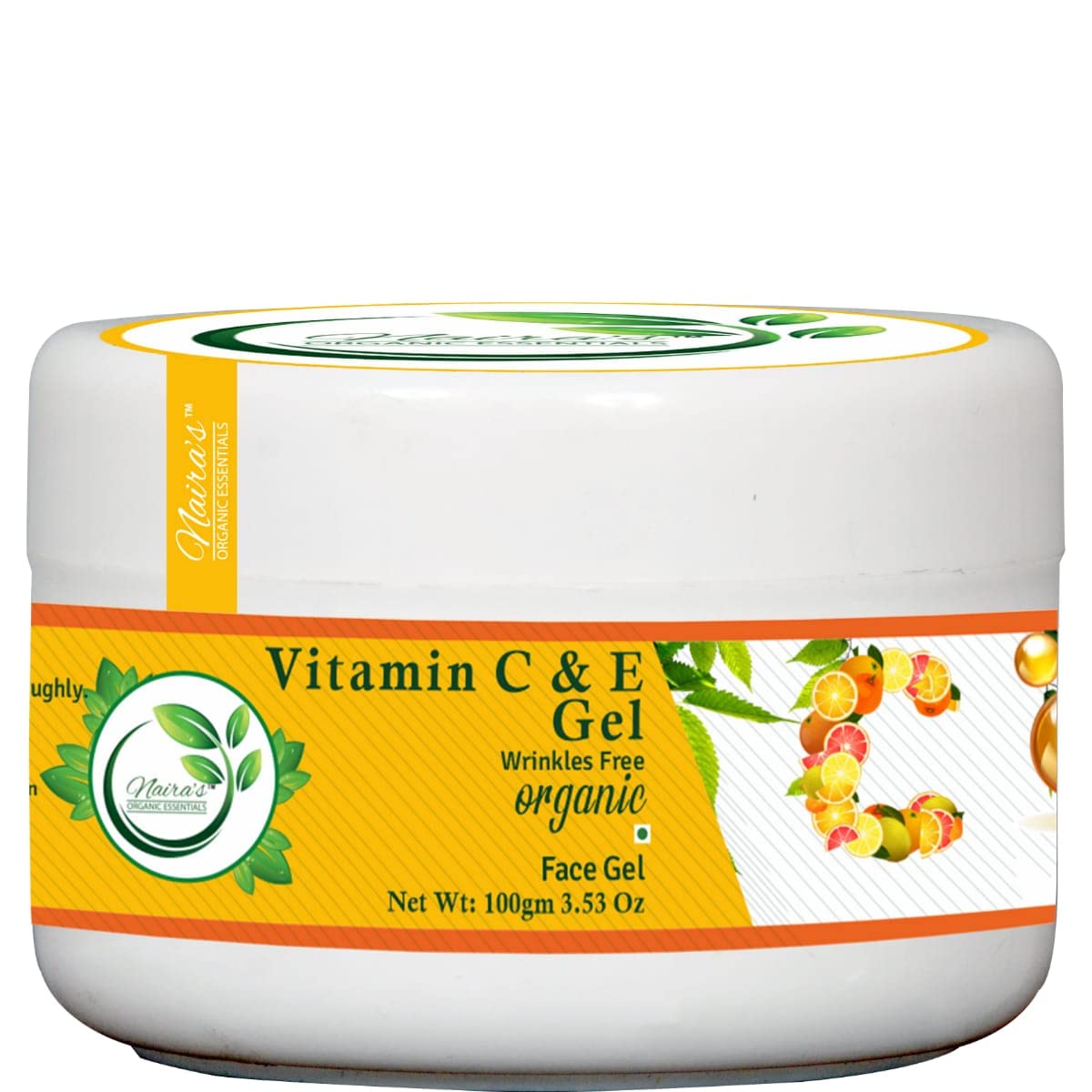 Naira's Organic Vitamin C & E Gel with Lemon & Orange Extract - Brightening & Pigmentation Treatment for Uneven Skin Tone | Anti-Aging Face Moisturizer for Women & Men (100g) | Perfect for Daily Skincare Routine & Dark Spot Correction