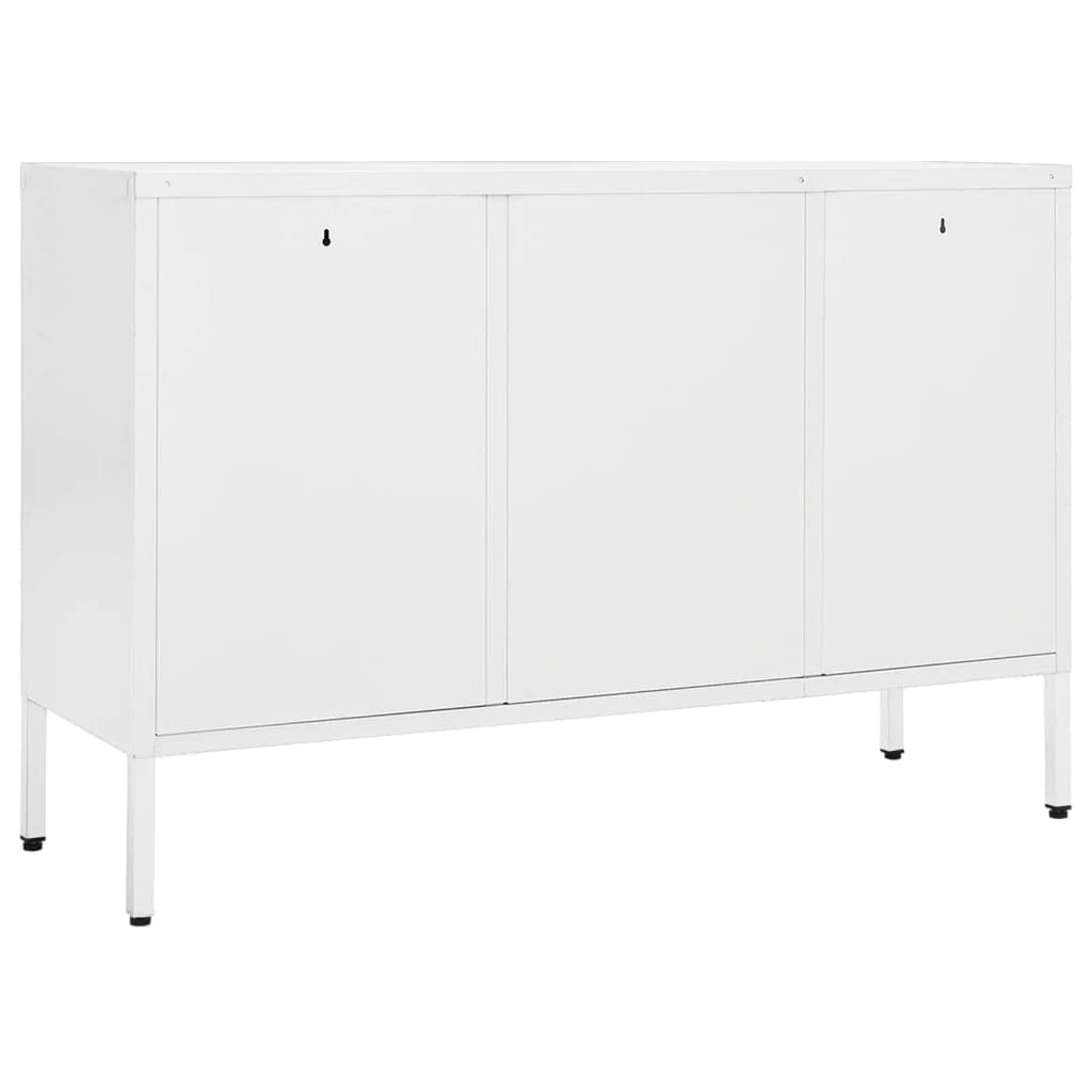 FAMIROSA White Steel Sideboard Cabinet with 3 Drawers & 2 Adjustable Shelves - 41.3