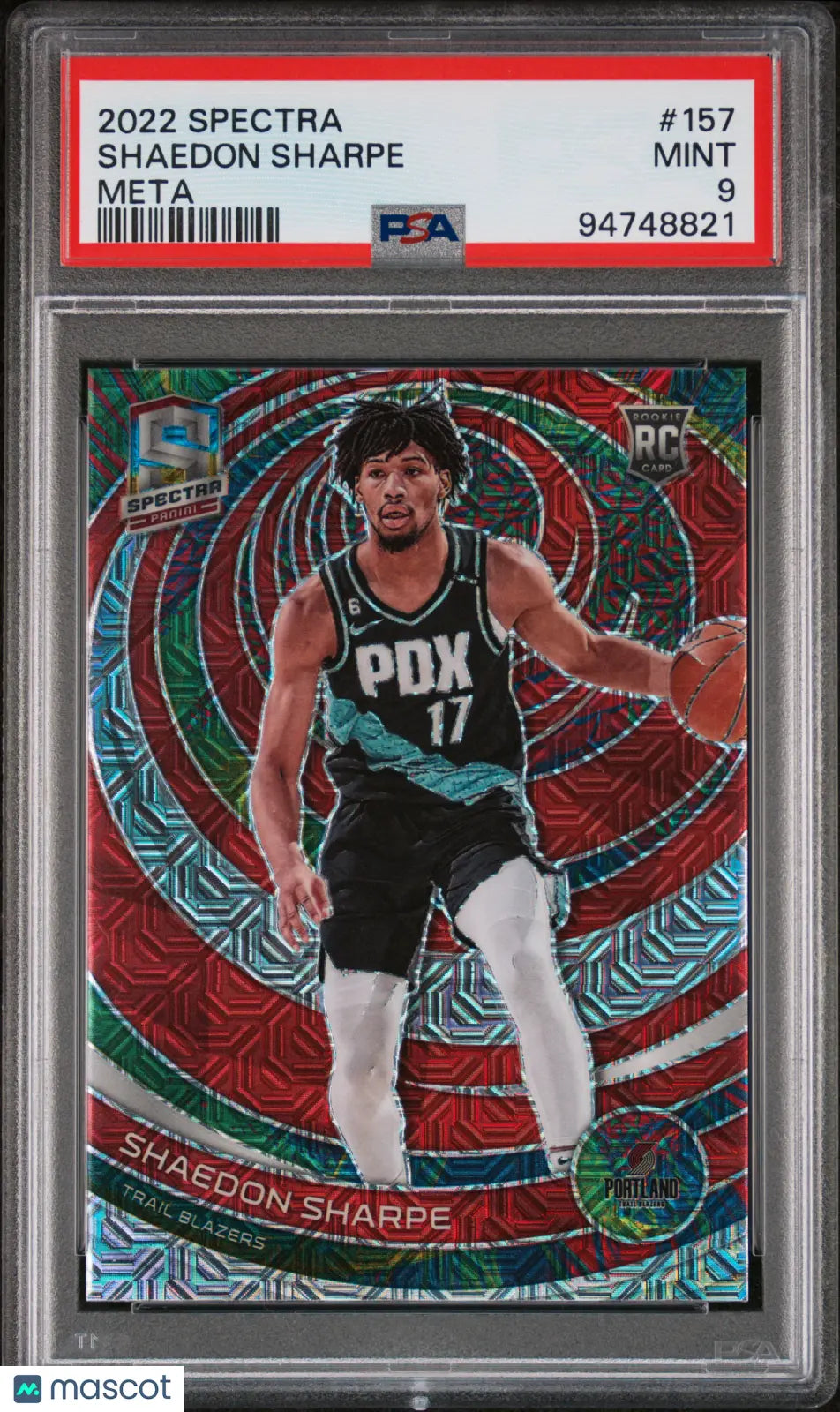 2022 Panini Spectra PSA 9 Shaedon Sharpe Rookie Card Meta Prizm 22/25 #157 - Basketball Trading Card for Collectors & Investors