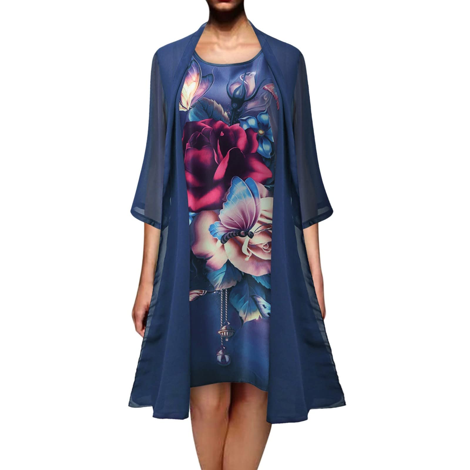 Qinnyo Plus Size Summer Dresses for Women - Elegant Wedding Guest Sundresses & Casual Maxi Dress 2 Piece Sets with Cardigan | Perfect for Beach Vacations, Garden Parties & Brunch Outings