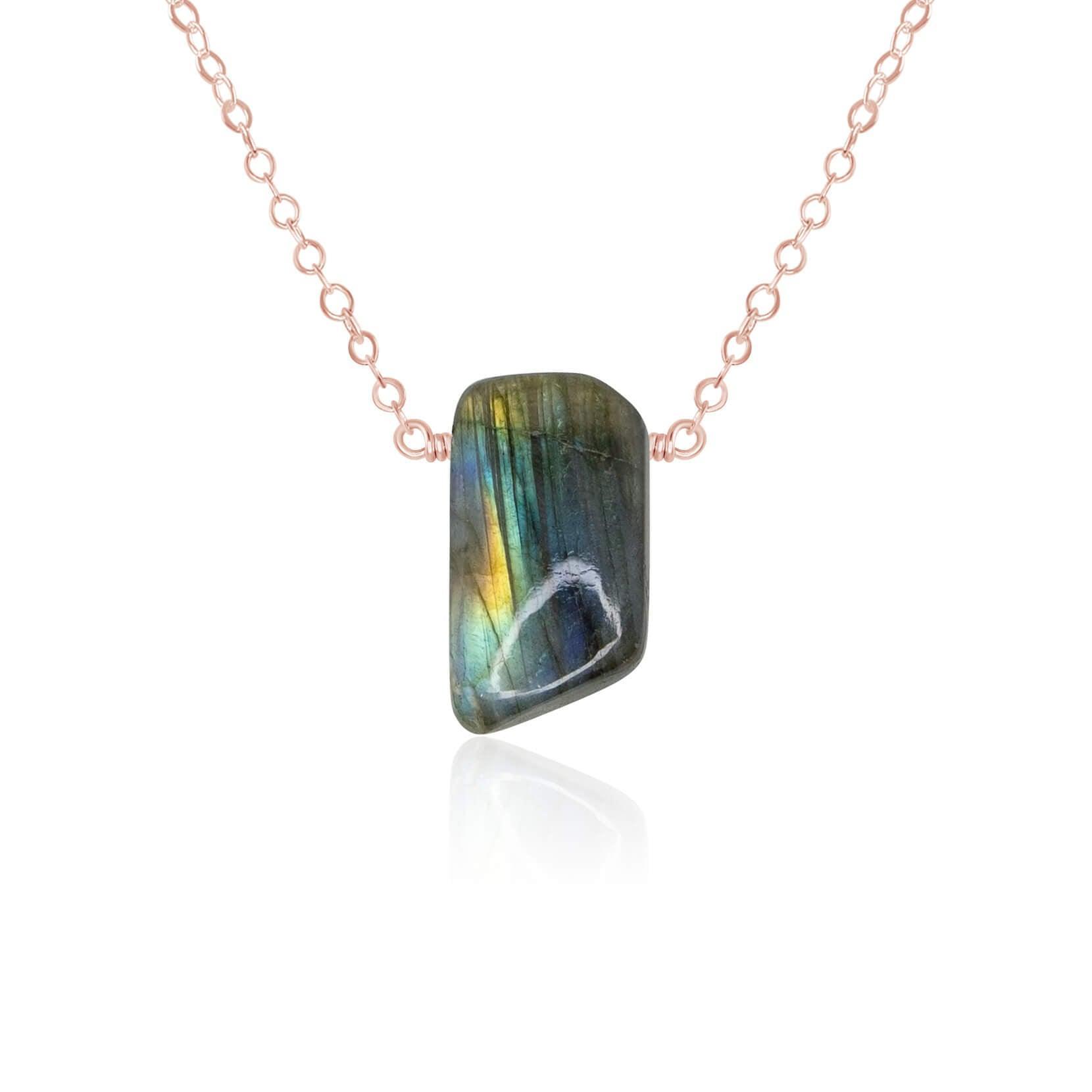 Natural Labradorite Crystal Slab Necklace - Smooth Grey Gemstone Jewelry for Women, Healing & Spiritual Energy | Perfect for Meditation, Yoga & Everyday Wear