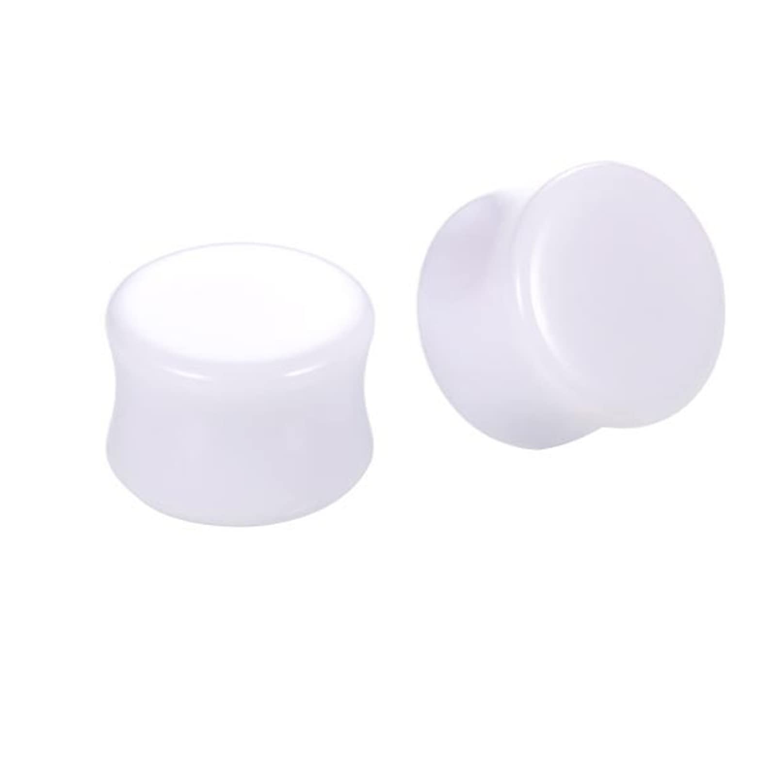 Wycian 2PCS White Ear Gauges for Women - Round Shape Body Piercing Tunnels & Plugs - Perfect for Stretching, Everyday Wear and Alternative Fashion Styles