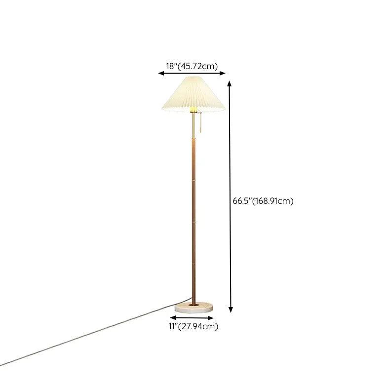 White Pleated Cone Shaped Long Pole Floor Lamp - Modern Adjustable Standing Light for Living Room, Bedroom & Office Decor