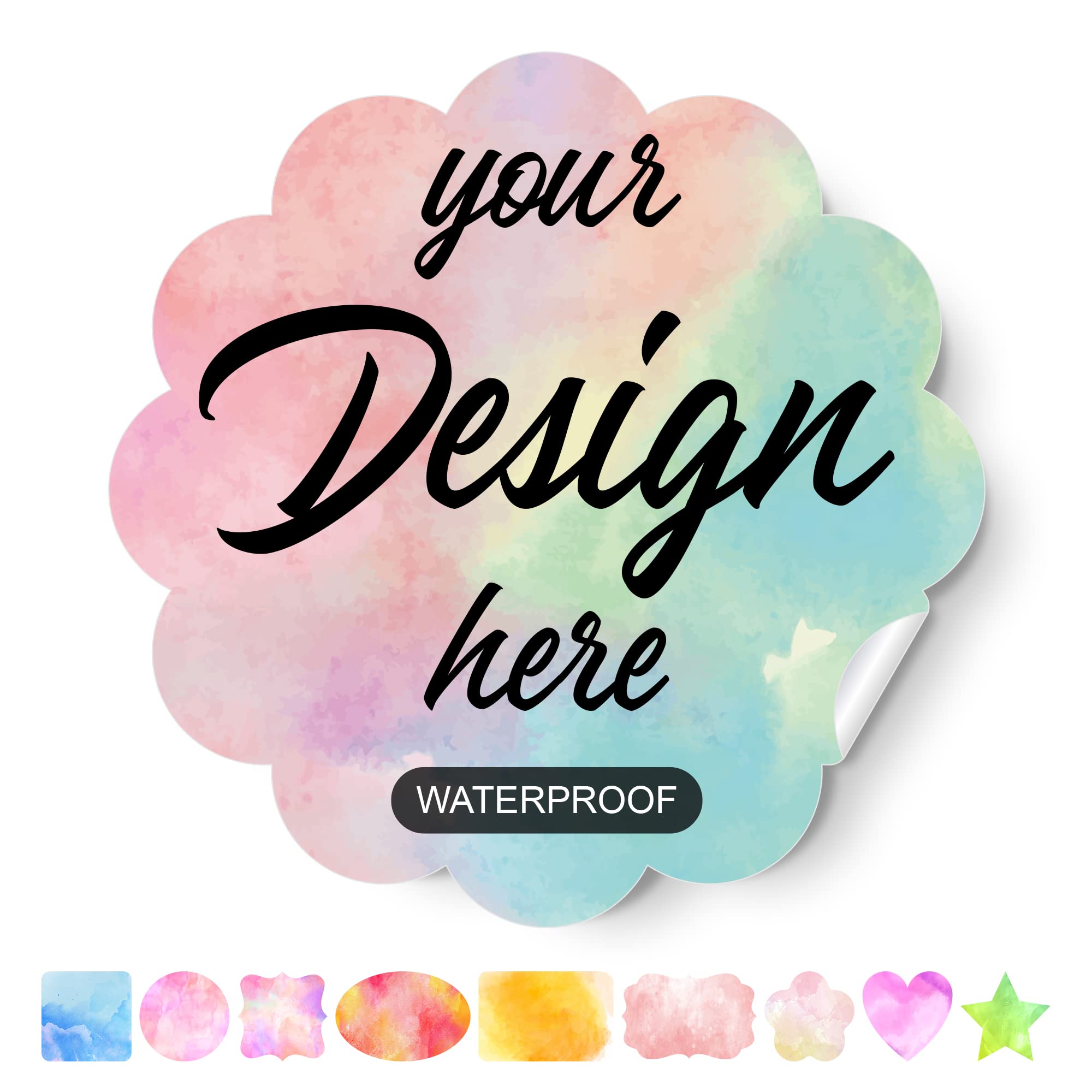 Custom Personalized Stickers & Labels - Create Your Own Design with Logo, Text, Images | Business Branding, Thank You Stickers | 100 Scalloped 5