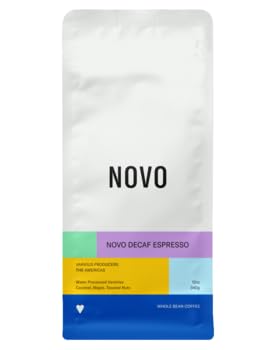 Novo Decaf Espresso Medium Roast Whole Bean Coffee - 5lb Bag | Premium Decaffeinated Coffee Beans for Espresso Machines, French Press & Cold Brew | Smooth Low Acid Coffee for Home & Office Use