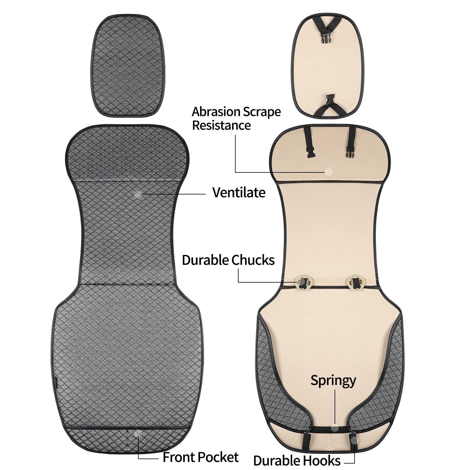 Breathable Universal Car Seat Cover Set of 2 - Front Seat Protector with Airbag Compatibility, All-Season Luxury Cushion for Cars, SUVs & Trucks (Gray) - Perfect for Commuting, Road Trips & Daily Driving Comfort
