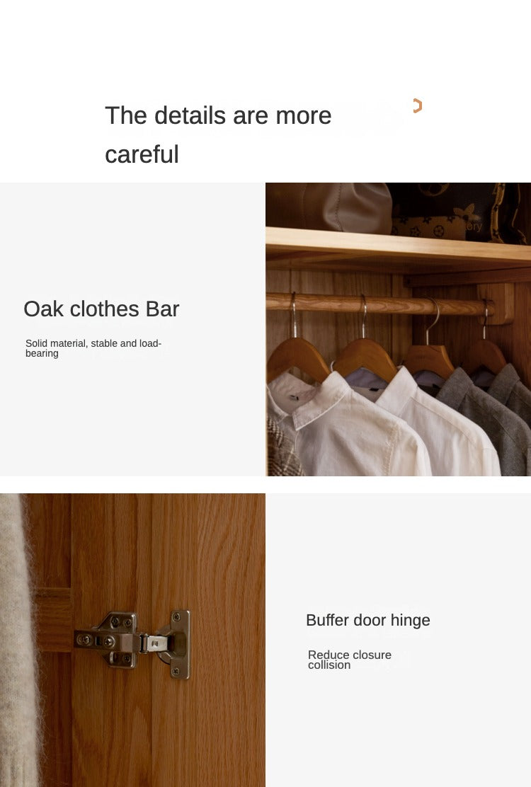 Solid Oak Wood Wardrobe - Premium Quality, Spacious Storage for Bedroom, Closet & Home Organization