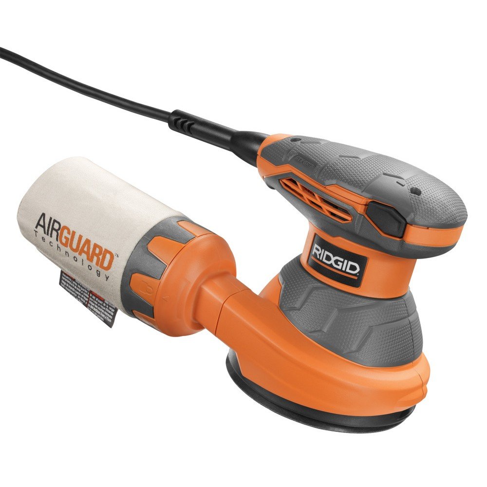 Ridgid R2601 5-Inch Random Orbit Sander - Powerful Dust-Free Sanding Tool for Woodworking & DIY Projects - Perfect for Furniture Refinishing, Cabinet Making, and Home Renovation