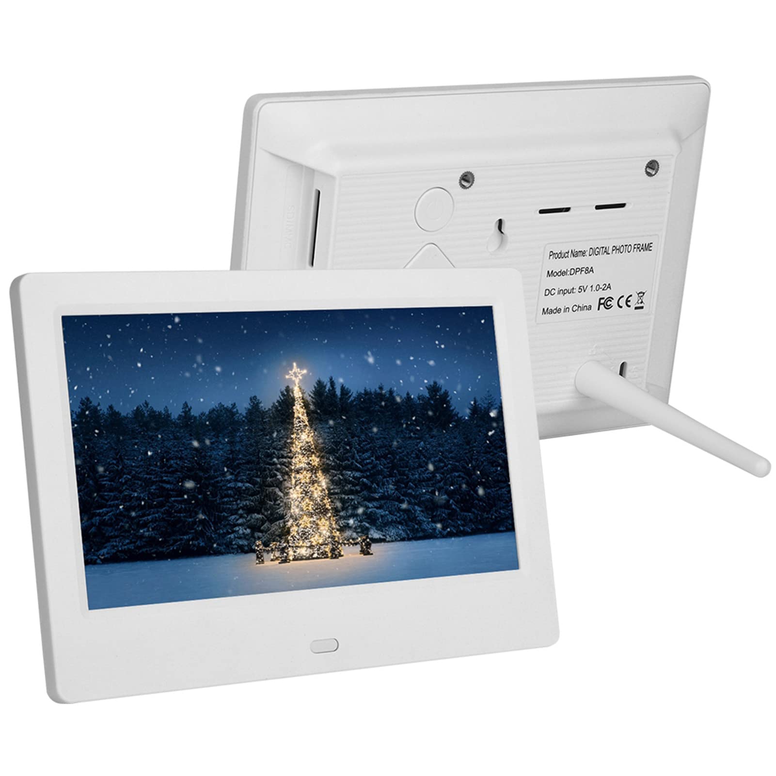 7 Inch HD Digital Photo Frame with Wireless Remote - 16:9 Wide Screen Electronic Picture Display for Memory Card, USB, Laptop & Desktop - Perfect for Home, Office & Gift (White)