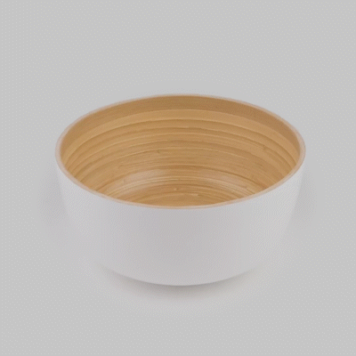 Bambuddha 15 oz Round White Spun Bamboo Salad Bowl - Set of 1, 7.75