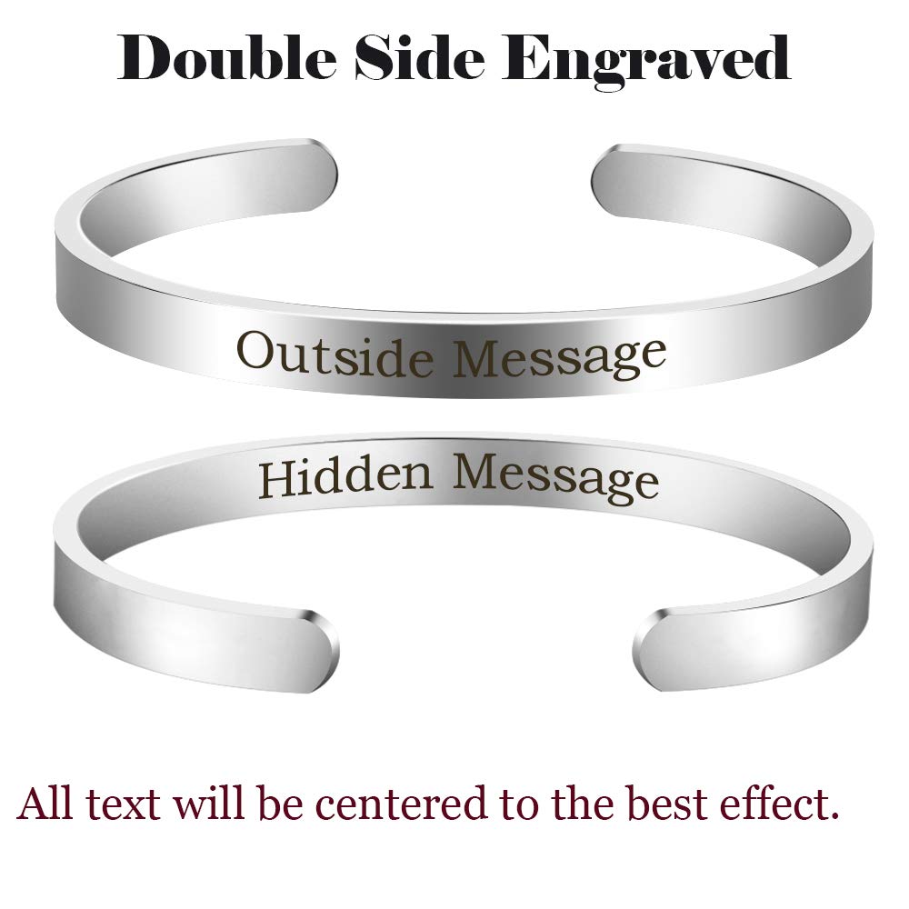 Inspirational Women's Stainless Steel Cuff Bangle Bracelet - Custom Engraved Message Jewelry Gift for Her - Perfect for Birthdays, Anniversaries & Special Occasions