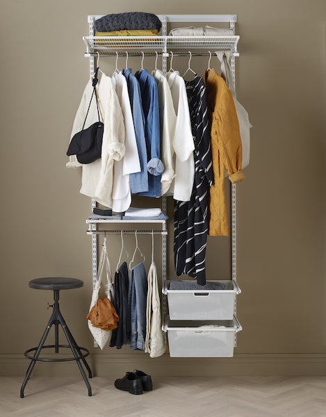 Elfa Mini Wardrobe Bundle 1 - 90cm Closet Organizer System with Shelves & Hanging Rod - Space-Saving Storage Solution for Small Bedrooms, Apartments & Dorm Rooms - €357.19
